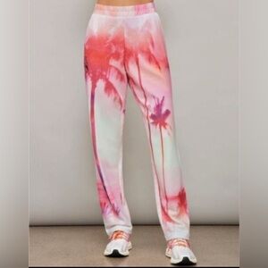 NWOT Carbon38 palm tree beach sweatpants. Pink, white, orange and purple.